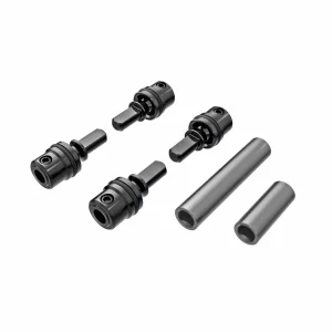 Traxxas Driveshafts, center, male (steel) (4)/ driveshafts, center, female, 6061-T6 aluminium (dark titanium-anodised) (front + rear)/ 1.6x7mm BCS (with threadlock) (4)