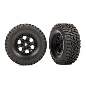 Traxxas Tyres + wheels, assembled (black 1.0in wheels, BFGoodrich Mud-Terrain T/A KM3 2.2x1.0in Tyres) (2)