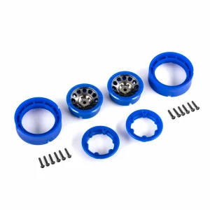 Traxxas Wheels, 1.0, Method Race Wheels 105 Beadlock (satin black chrome with blue beadlock) (2)