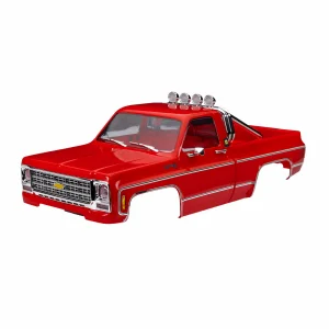 Traxxas Body, Chevrolet K10 Truck (1979), complete, red (includes grille, side mirrors, door handles, roll bar, windshield wipers, + clipless mounting) (requires 9835 front + rear bumpers)