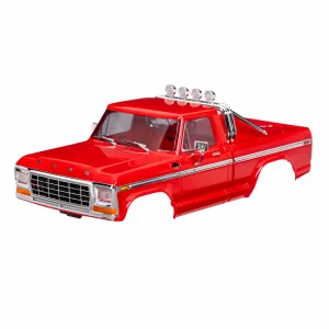 Traxxas Body, Ford F-150 Truck (1979), complete, red (includes grille, side mirrors, door handles, roll bar, windshield wipers, side trim, + clipless mounting) (requires 9834 front + rear bumpers)