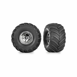 Traxxas Tyres + wheels, assembled (chrome 1.2 wheels, Terra Groove 3.0x1.0 tyres) (2)