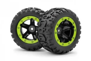 Blackzon Slayer Wheels and Tyres (Black/Green) (2)