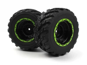 Smyter MT Wheels/Tires Assy (Black/Green/2pcs)