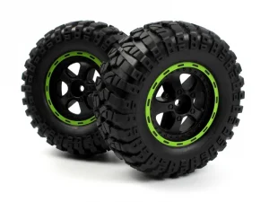 Smyter Desert Wheels/Tires Assy (Black/Green/2pcs)