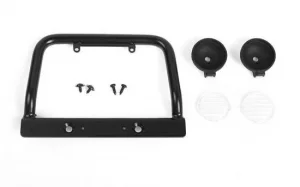 Steel Push Bar Front Bumper W/ Clear Flood Lights for RC4WD Gelande II 2015 Land Rover Defender D90 RC4WD