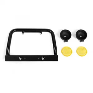 Steel Push Bar Front Bumper W/ Yellow Flood Lights for RC4WD Gelande II 2015 Land Rover Defender D90 RC4WD