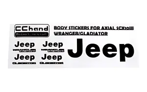 Metal Logo Decal Sheet for Axial 1:10 SCX10 III Jeep (Gladiator/Wrangler) (Black) RC4WD