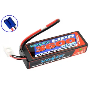 Voltz 3600mah Hard Case Low Profile 3S 11.1V 40C LiPo Pack - EC5