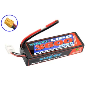 Voltz 3600mah Hard Case Low Profile 3S 11.1V 40C LiPo Pack - XT60