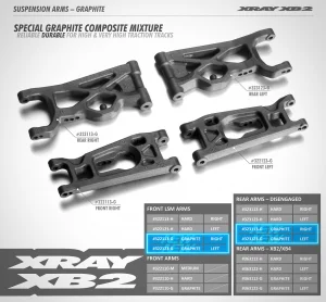 XRay Suspension Arm Front - Low Shock Mounting - Lower Right - Hard