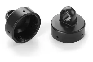 XRay XB8 Aluminium Shock Cap Nut 4X Bleed Hole - Black Coated (2)