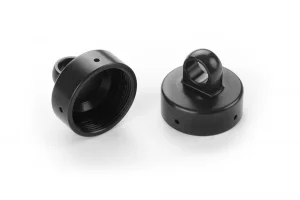 XRay XB8 Aluminium Shock Cap Nut 4X Bleed Hole - Black Coated (2)