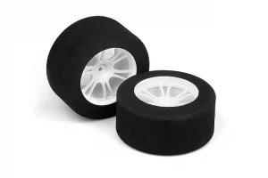 XRay M18Mt Rear Foam Tire Mounted (25Deg) - White (2)