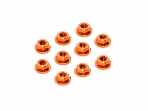 XRay Aluminium Nut M4 With Serrated Flange - Orange (10)