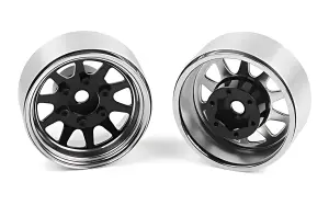 RC4WD OEM 6-Lug Stamped Steel 1.55 Beadlock Wheels (Black and Chrome) RC4WD