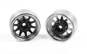 RC4WD OEM 6-Lug Stamped Steel 1.55 Beadlock Wheels (Black and Chrome) RC4WD