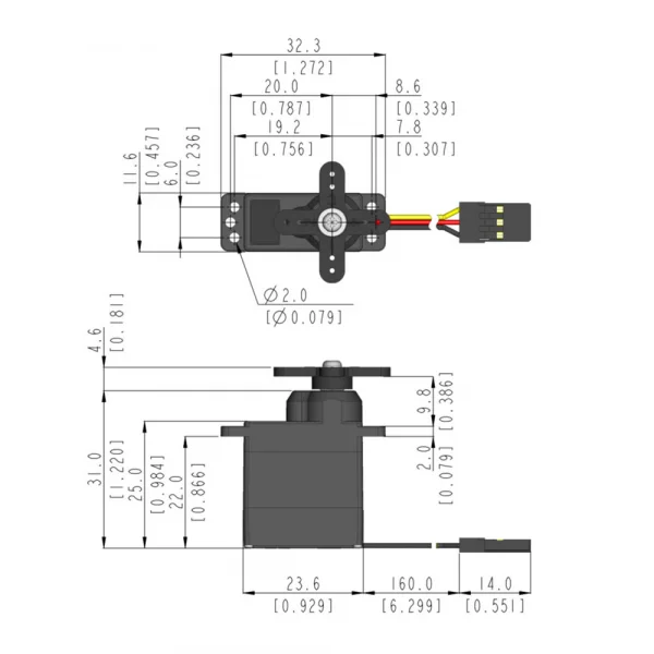 Hitec D71MH Ultra Micro Digital Brushed Motor 12.5g 4.1kg/0.13s 6.0 - 7.4v