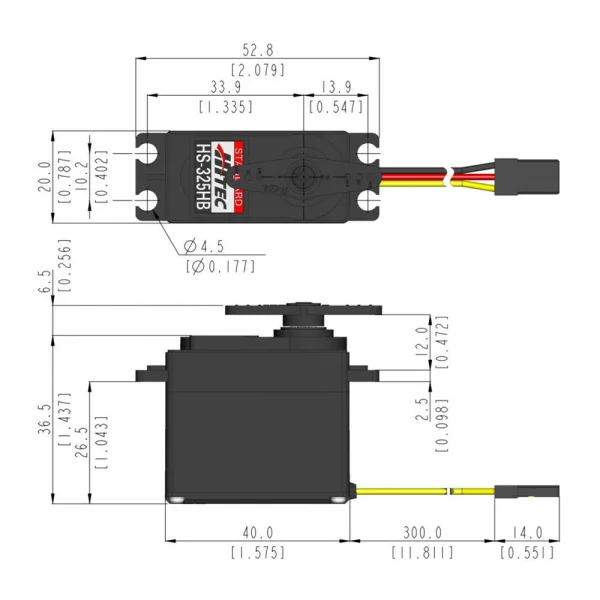 Hitec HS325HB Std Servo HD Gears with Top BB