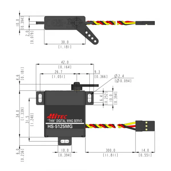 Hitec HS5125MG Digital Wing Servo 10mm Thickness