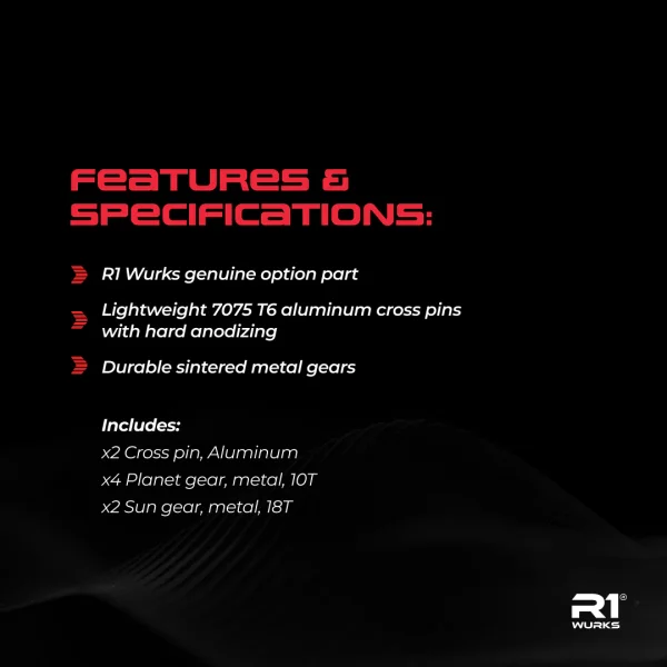 R1 Wurks - Metal Internal Differential Gears And Alloy Crosspins Set