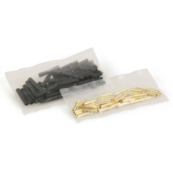 J Perkins 2mm Gold Connector Bulk (50 Female + Shrink)