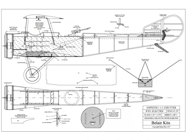 Belair Sopwith 1/2 Strutter - 42 Inch Electric Scale Kit
