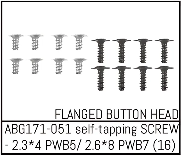Absima Button Head Screw M2.3*4 (8) / M2.6*8 (8)