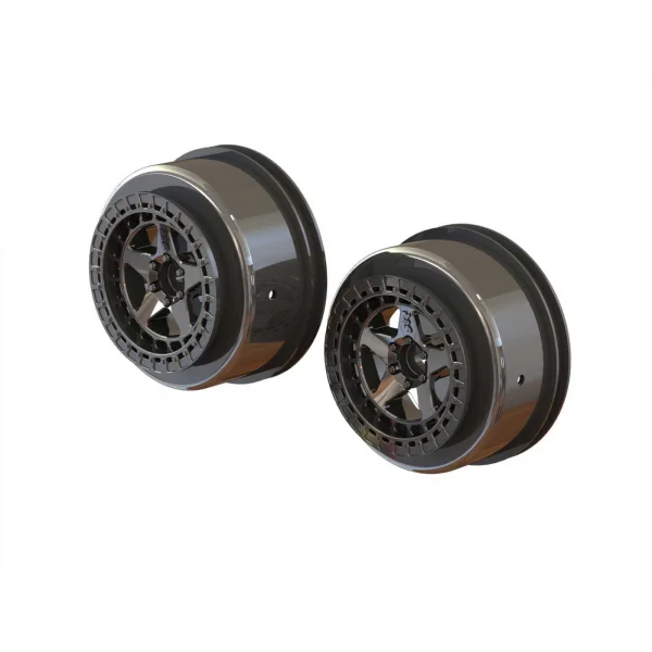 AR510098 Arrma Senton 1:10 Short Course 2.2/3.0 Wheels - 14mm Hex - Black Chrome (2)
