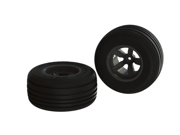 ARAC9624 Arrma Dirt Runner ST Front Tire Set - Glued on Black SC 12mm Hex Wheels (2)