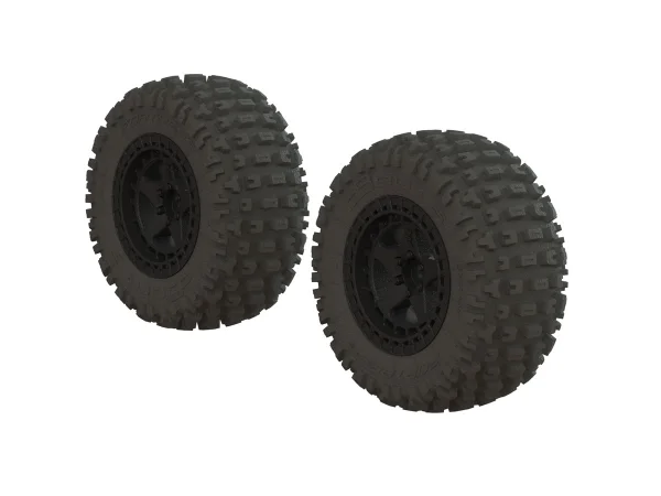 ARAC9630 Arrma DBoots Fortress SC Tyres - Pre Glued on Black 14mm Hex Wheel (2)