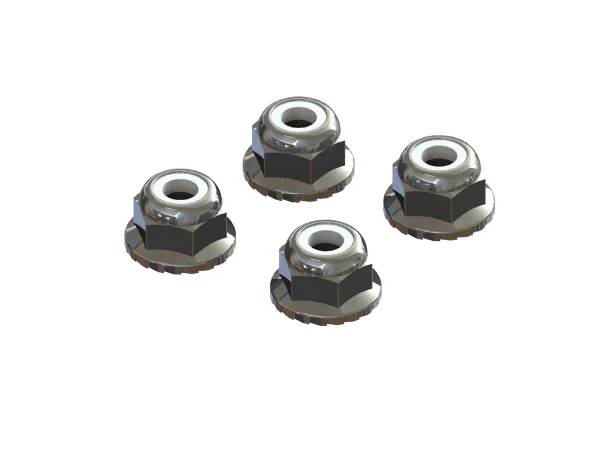 ARAC9699 Flanged Nyloc Locknut 4mm Silver (4)