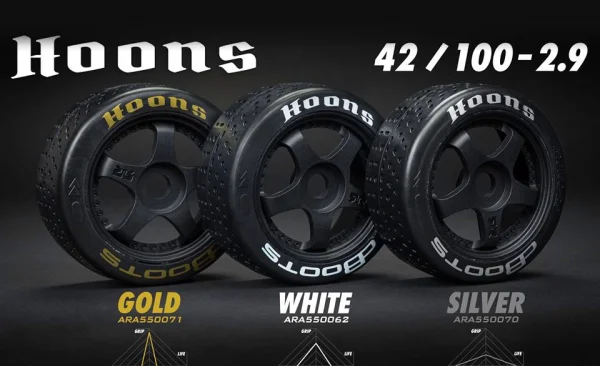 DBoots Hoons 42/100 2.9 Silver Belted Tyres on 5-Spoke 17mm Hex Wheels (2)