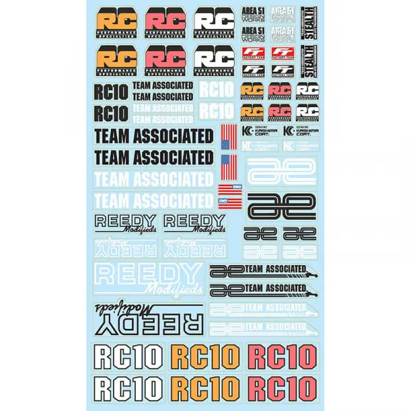 Team Associated RC10 FT Decal Sheet — image 1 of 2