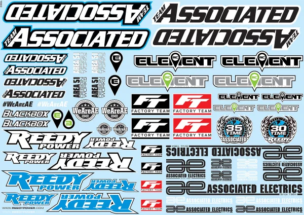 Team Associated AE Branding Decal Sheet — image 1 of 2