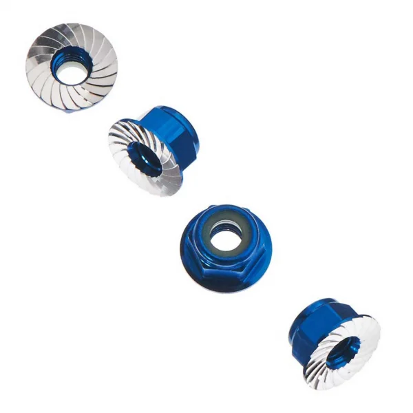 Axial M4 Serrated Nylon Lock Nut (Blue) (4)