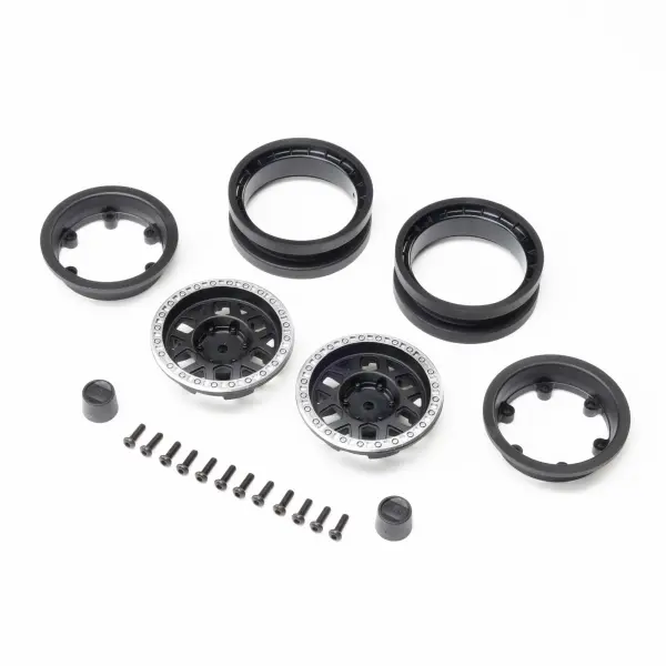1.9 KMC Mesa Beadlock Wheels - Black And Silver (2)