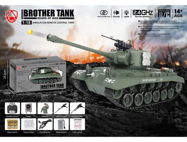 Brother RC Tank 1:18 Usa M26 Pershing Snow Leopard Green