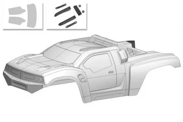 Corally Polycarbonate Body Punisher Xd Clear/Cut + Decals &mdash; image 2 of 2
