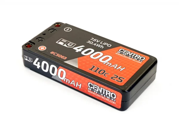 Centro HV 2S 4000Mah 7.6V 110C Hardcase LP Shorty LiPo (5mm) &mdash; image 3 of 4