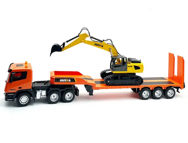 HuiNa 1:24 Platform Trailer And Excavator Set — image 2 of 7