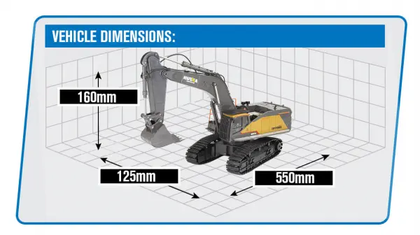 HuiNa 1:14 Scale RC Excavator - 22 Channel With Die Cast Cab + Bucket — image 10 of 10