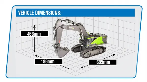 HuiNa 1:14 Excavator With Diecast Cab/Bucket - Hi Torque Dig System — image 14 of 14