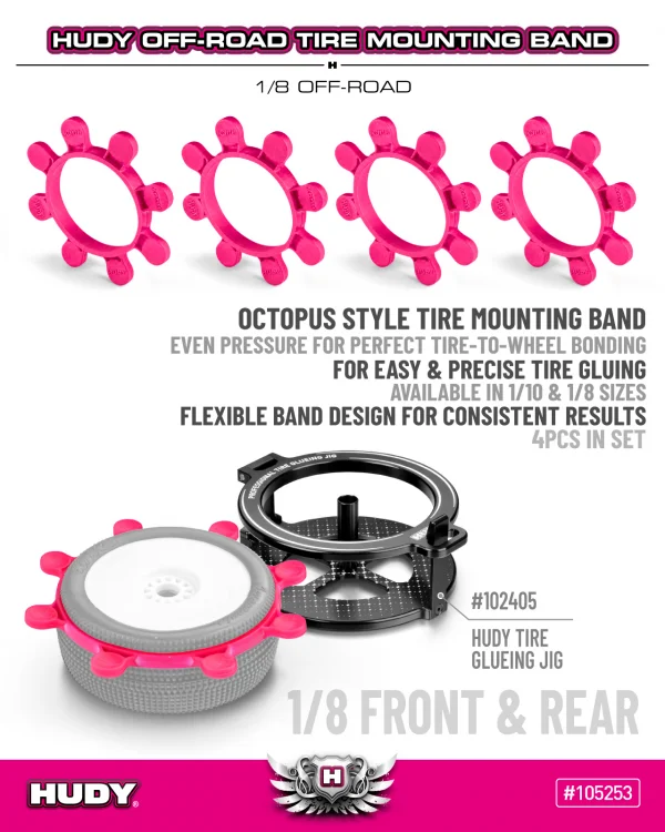 Hudy 1:8 Off-Road Tire Mounting Band - Octopus - Purple (4) — image 3 of 4