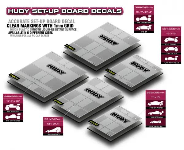 Hudy Plastic Set Up Board Decal 331X545mm - 1:8 On-Road &mdash; image 2 of 2