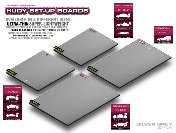 Hudy Flat Set Up Board For 1:10 Off-Road - Lightweight - Silver Grey — image 2 of 2
