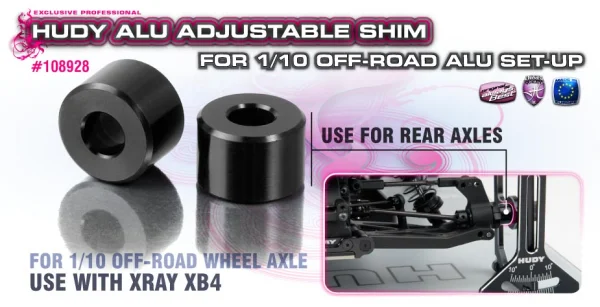Hudy Aluminium Adj. Shim For 1:10 Off-Road Aluminium Set Up - Xray XB4 (2)