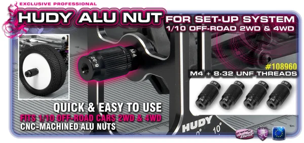 Hudy Aluminium Nut For 1:10 Off-Road Set Up System (4) — image 4 of 4