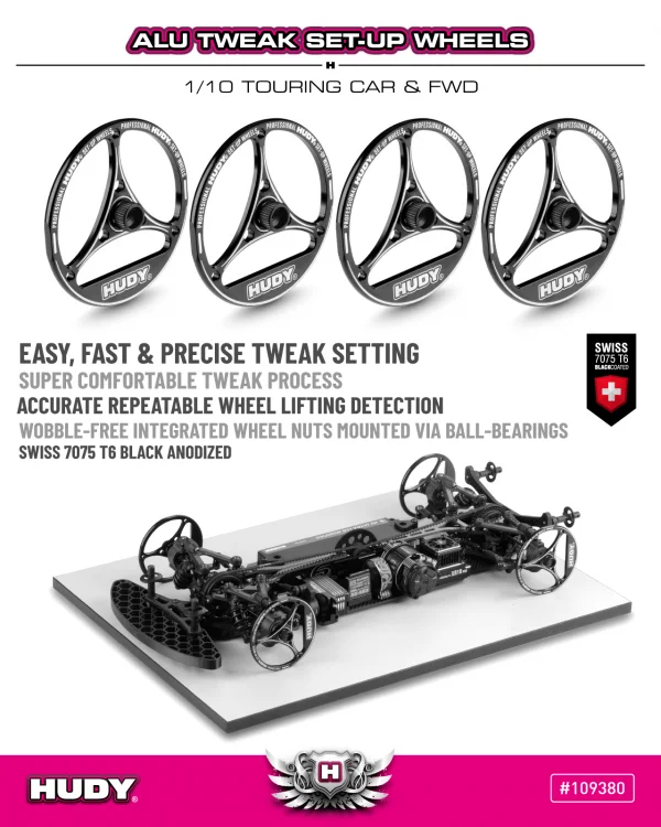 Hudy Aluminium Tweak Set-Up Wheel For 1:10 Touring Car And Fwd (4) — image 2 of 4