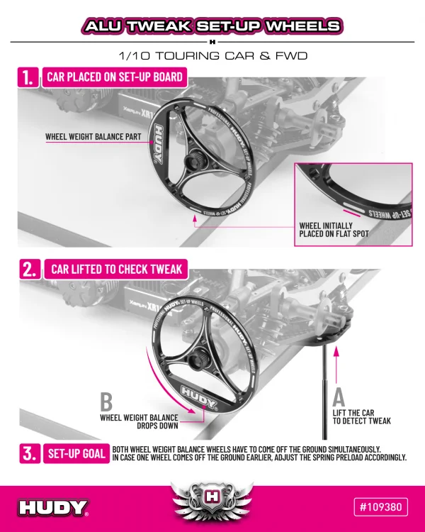 Hudy Aluminium Tweak Set-Up Wheel For 1:10 Touring Car And Fwd (4) — image 3 of 4